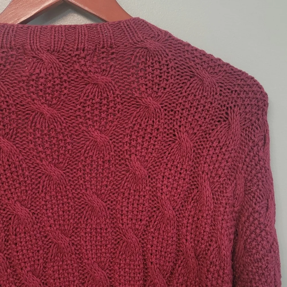 Vintage Roo‎ Crossing Special Hand Knit Cottage Red Sweater Cardigan Size M